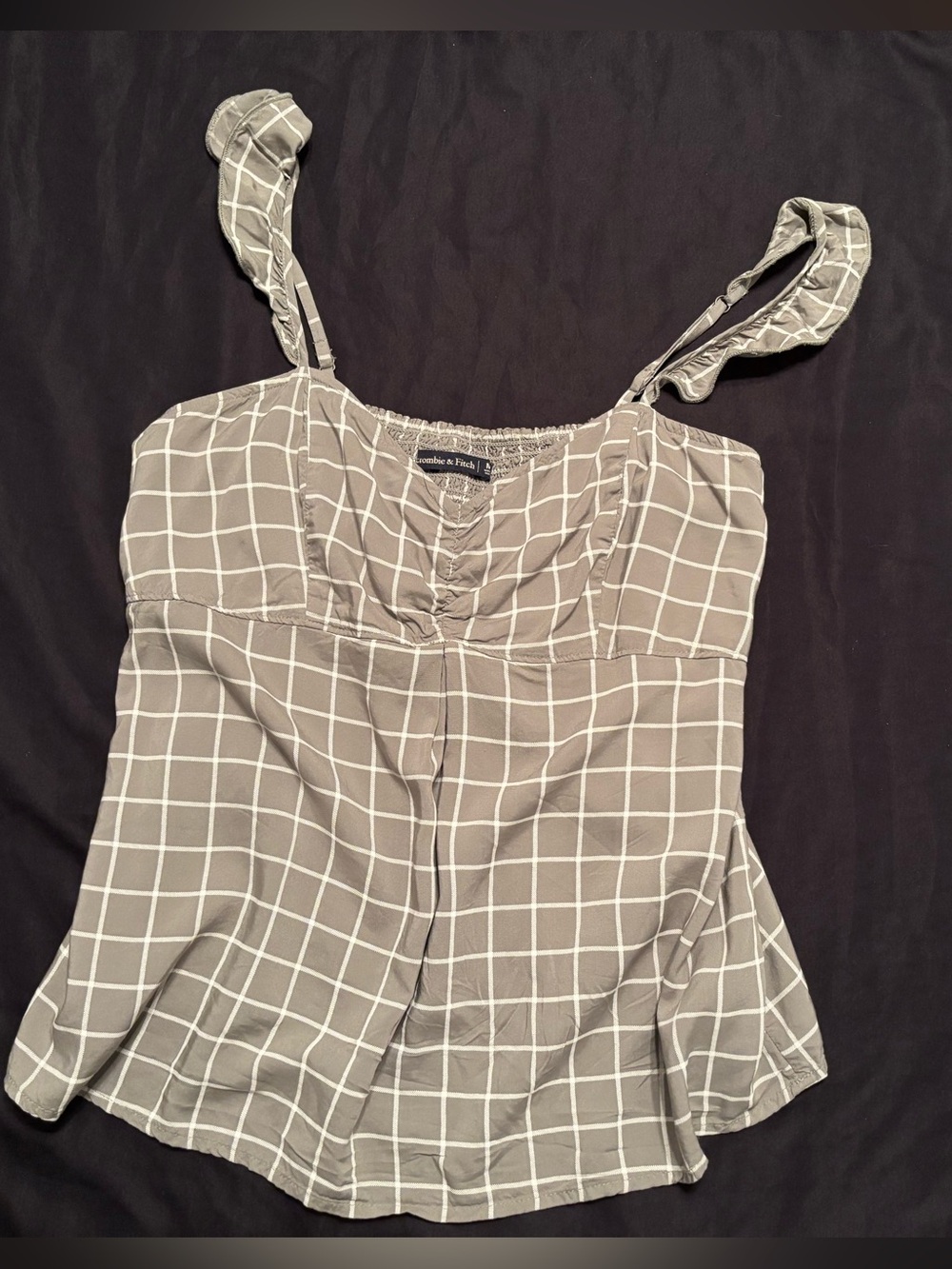 Abercrombie & Fitch Gray and White Windowpane Camisole